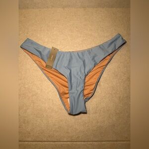 J.Crew Curved Waist Cheeky Bikini Bottom Light Blue Swimwear Size L NWT